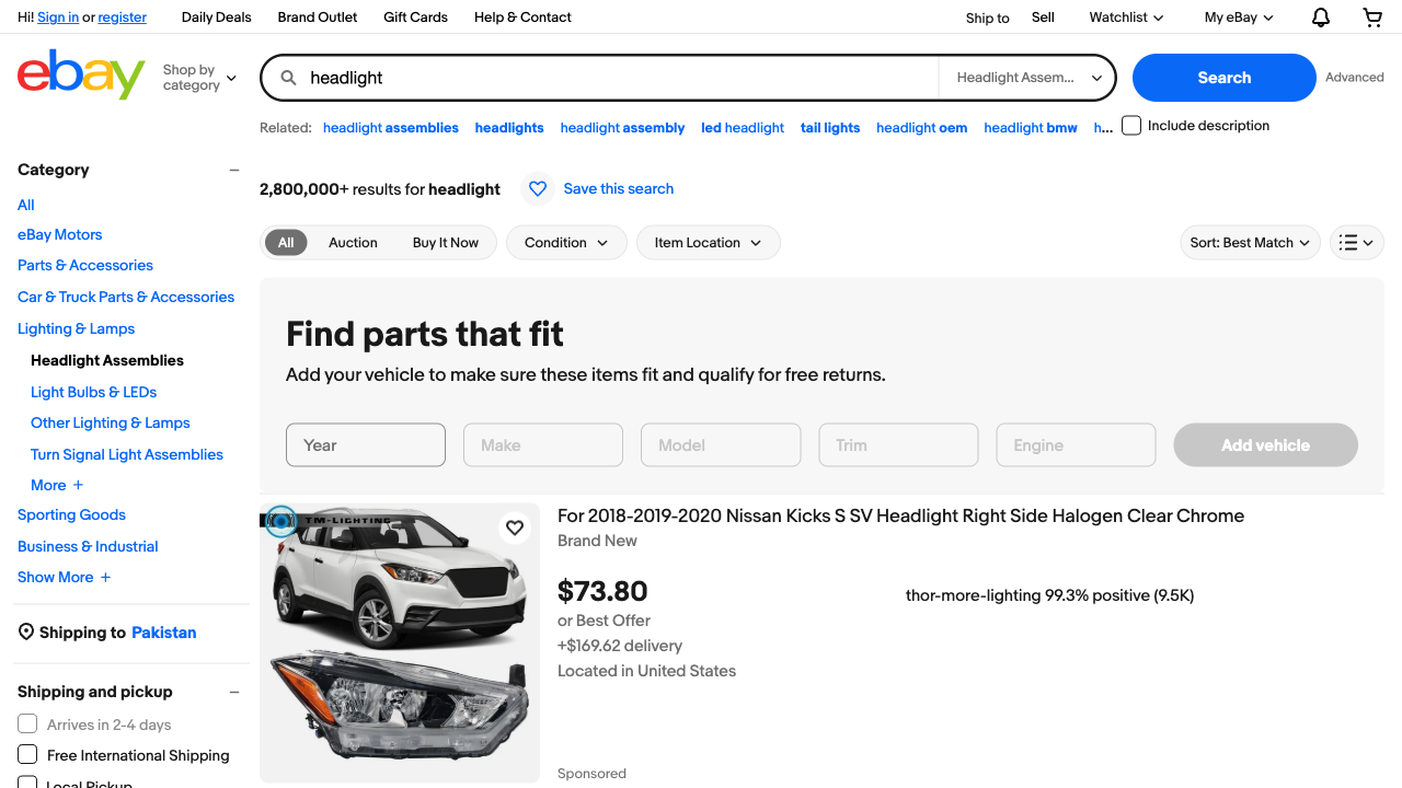 eBay marketplace — the competitor data the engine prices against